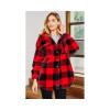 Buffalo Plaid Fluffy Jacket Red and Black with large pockets