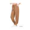 Soft French Terry Joggers - Relaxed Fit Side pockets, elastic waist, draw cord and cuffed legs - Deep Camel