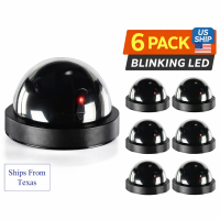 6 Pack Dummy Surveillance Cameras Fake Security Cameras Flashing LED Dome Style
