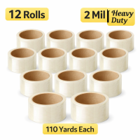 Box Sealing Tape (12 Rolls) 110 Yards 2 Mil 330 ft Clear Shipping Packing Tape