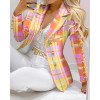 MultiColor Blazer Full Sleeve - Buttoned - Tapped Down Collar - Gold Tone Hardware