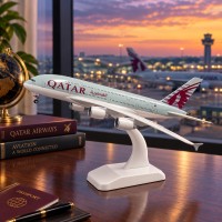 Qatar Airways Airbus A380 Replica Toy Model with Stand Diecast Alloy with ABS plastic parts