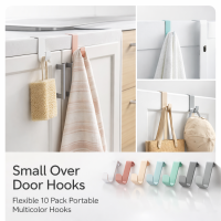 Over The Door Hook Hanger Organizer (10-Pack) Hanger Hooks Door Hooks J Hook Hanger MultiColor