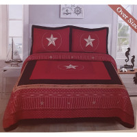 Western Design 3 Piece Quilted Bedspread Set - 3 Piece Quilt Set - Queen & King Size - Red