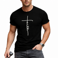 Men's Faith T-Shirt Christian Cross Tee - Religious Tee Crew Neck - Short Sleeve - Fashion Tee - Size M - 3XL