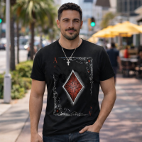 Men's Graphic Print T-Shirt Poker Card Ace of Diamonds Crew Neck Short Sleeve Fashion Tee Size M - 3XL
