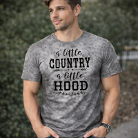 Men's Graphic Print T-Shirt A Little Country a Little Hood Crew Neck - Short Sleeve - Fashion Tee - Size M - 3XL