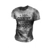 Men's Graphic Print T-Shirt A Little Country a Little Hood Crew Neck - Short Sleeve - Fashion Tee - Size M - 3XL