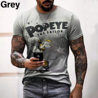 Men's Graphic Print T-Shirt Popeye The Sailor Crew Neck - Short Sleeve - Fashion Tee - Size M - 3XL