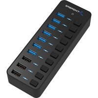 Sabrent HB-B7C3 10-PORT USB 3.0 HUB. 60W 3 CHARGING PORTS. SWITCHES AND LEDS