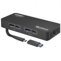 Plugable Technologies USBC-6950UE PLUGABLE 4K DISPLAYPORT AND HDMI DUAL MONITOR ADAPTER WITH ETHERNET FOR USB 3.0