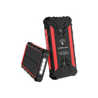 4xem 4XSOLARPWRRD 20000MAH SOLAR CHARGER RED WRLS QI USB TYPE C MICRO USB