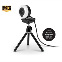 ALURATEK INC AWCL2KFR 2K HD LED RING LIGHT WEBCAM WITH AUTO FOCUS STEREO MIC TRIPOD