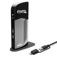 PLUGABLE TECHNOLOGIES UD-3900C PLUGABLE HYBRID USB-C & USB 3.0 DUAL MONITOR LAPTOP DOCKING STATION, WINDOWS AND