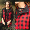 Buffalo Plaid Reversible Jacket Vest (3XL) Front Buttons + 2 side pockets Reverses into black