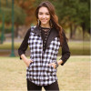 Buffalo Plaid Reversible Jacket Vest Front Buttons + 2 side pockets Black & White