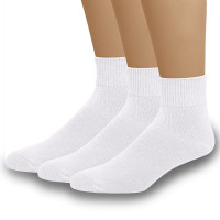 Women's White Diabetic Quarter Socks Ankle Socks - Set of 3 Pairs - Foot Comfort Size 9-11