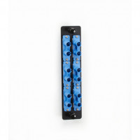 Black Box JPM460C HIGH-DENSITY SINGLEMODE FIBER ADAPTER PANEL - CERAMIC SLEEVE, (6) ST DUPLEX, BLU