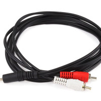 Monoprice 665 STEREO PLUG/2 RCA PLUG CABLE - BLACK 6FT
