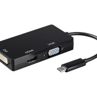 Monoprice 21607 USB TYPE-C TO 4K HDMI_ SINGLE LINK DVI_ AND VGA PASSIVE ADAPTER_ BLACK