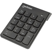 Manhattan 178846 NUMERIC WIRELESS USB KEYPAD, WITH USB MICRO RECEVIER, 18 FULL-SIZE KEYS, BLACK .