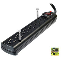 Weltron WSP-600PLF-10BK 6-OUTLET SURGE PROTECTOR POWER STRIP 10F