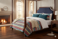 Southwestern Design 3 Piece Quilted Bedspread Set Multi-Color Southwestern print in Queen Size and King size