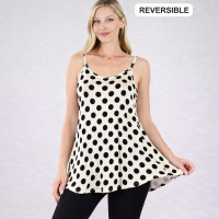 Zenana Outfitters Polka Dot Tank Top Reversible Spaghetti Strap V-Neck Camisole