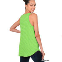 Green Tank Top for Women Horizontal Stripes - Scoop Neck - Round Hem