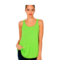 Green Tank Top for Women Horizontal Stripes - Scoop Neck - Round Hem