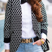 H&M Polka Dot Blazer With Side pockets - Black and white - XS