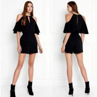 Rachel Zoe Gemini Cold Shoulder Black Studded Night Out Romper 0 - NWT