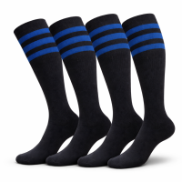 Baseball Socks Softball Striped Tube Socks Cotton Game Socks Black & Navy Blue 23" long