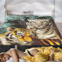 Animal Print Thick Blanket 2-Ply Thick Blanket - 2 Tigers - King Size