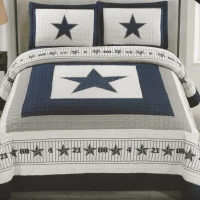 3 Piece Quilted Bedspread Set - Dallas Cowboys Blue Star Queen & King Size - Oversized