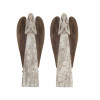 Floral Sculpted Angel with Wood Style Wings (Set of 2)