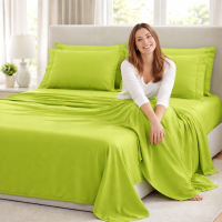 Bed Sheets Set 4-pc Garden Green Solids Full Queen King Size