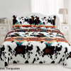 Cow & Aztec Print Western Bedding Set Queen & King Quilt Bedspreads Queen Velvet Turquoise