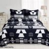 Geometric Print Bedding Set Queen & King Quilt Bedspreads Velvet Black & White