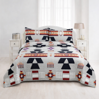 Geometric Print Bedding Set Queen & King Size Quilted Bedspreads Velvet - Silver