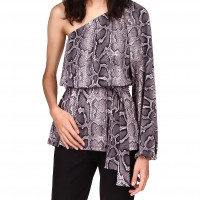 Michael Kors Women’s Snake print One Shoulder Tunic top Malachite Gray