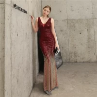 Banquet Dress  Long V-neck sequin Banquet dress