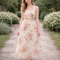 BOHO Summer Maxi Dress Pink Butterflies Summer Dresses for Women Relaxed fit