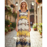 BOHO Summer Maxi Dress Yellow Floral Dress Summer Dresses for Women Relaxed fit