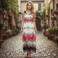 BOHO Summer Maxi Dress Pink Multicolor Floral Dress Summer Dresses for Women Relaxed fit