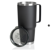 Maxam 44oz Black Double Vacuum Wall Tumbler With Handle