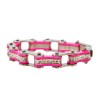 Two Tone Silver and Pink Ladies Bike Chain Bracelet with White Crystal Centers