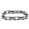 Two Tone Silver and Black Bike Chain Bracelet with White Crystal Centers