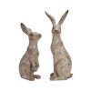 Weathered Stone Standing Garden Rabbit Figurine (Set of 2)
