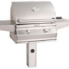 FM Choice Multi-User Accessible CMA430s 24" In-Ground Post Mount Grill with Analog Thermometer and 1-Hour Timer, LP/NG